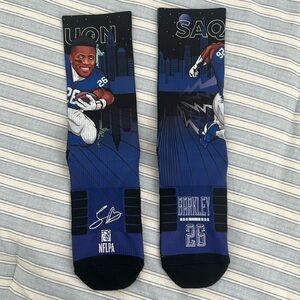 🏈NFL GIANTS SAQUON BARKLEY 26 FOOTBALL SOCKS heel to toe 8” plus stretch